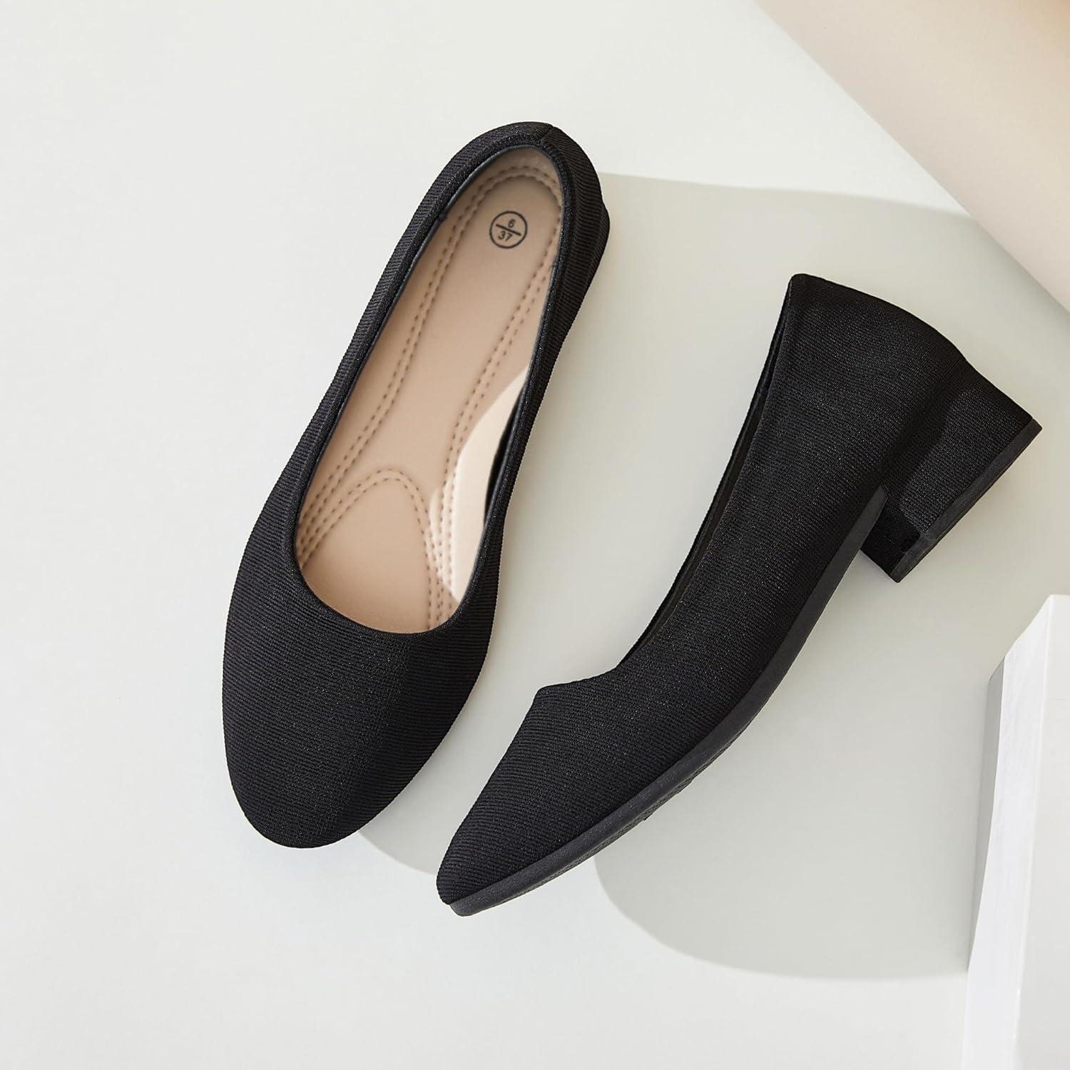 image:imageALTOCIS Escarpins talons pais pour femme lgants Bout rond Plateforme basse Chaussures de bureauBalck