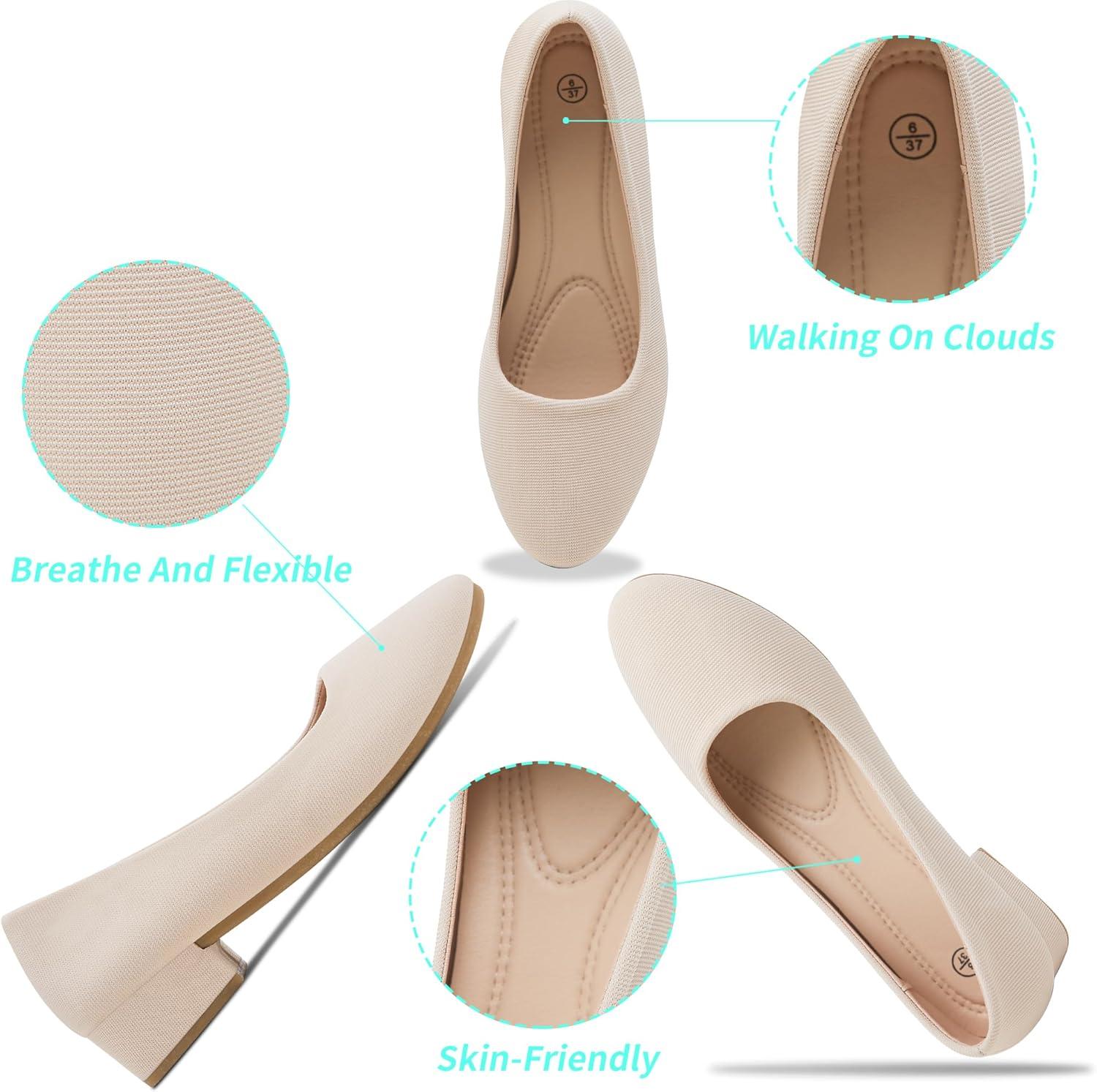 image:imageALTOCIS Escarpins talons pais pour femme lgants Bout rond Plateforme basse Chaussures de bureauBeige