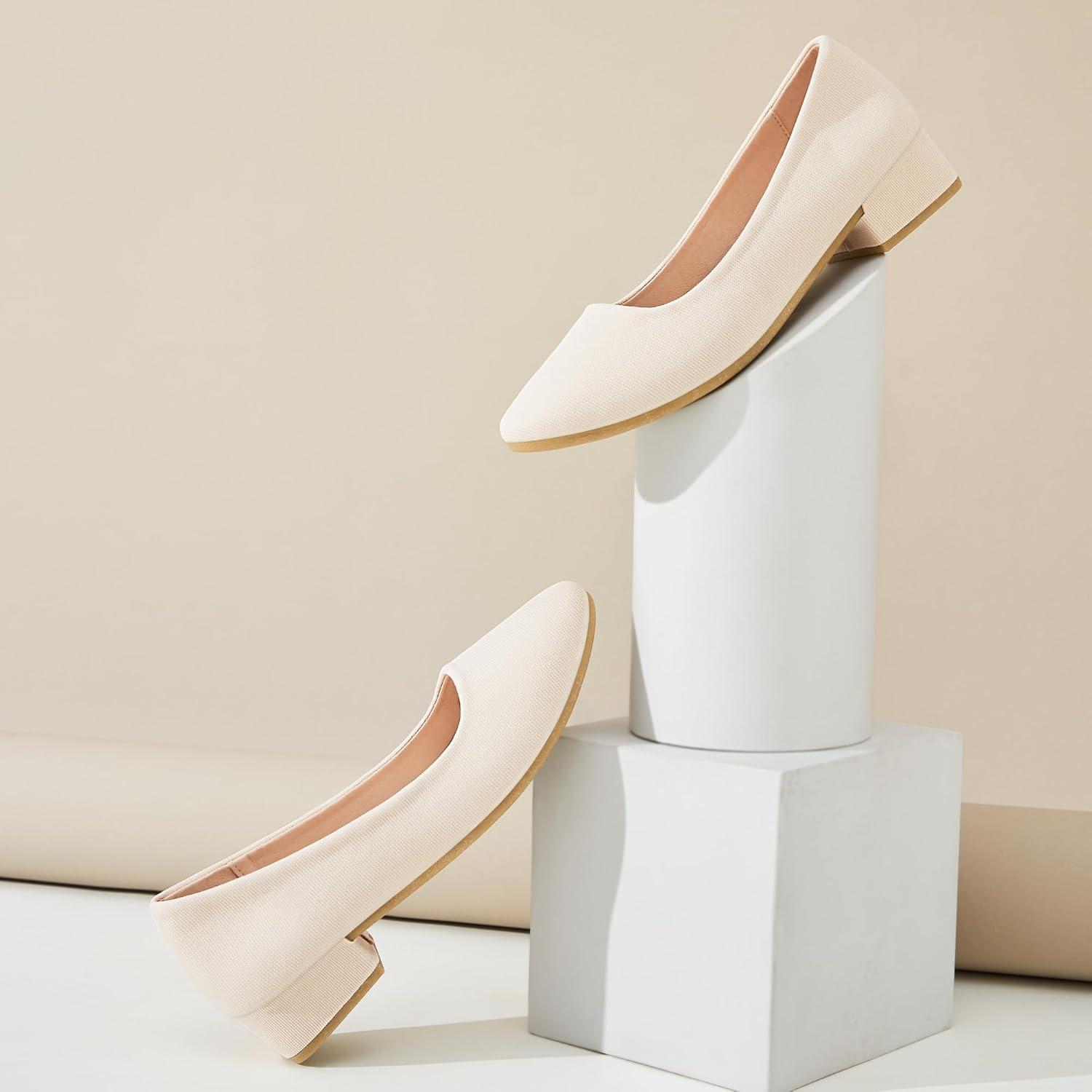 image:imageALTOCIS Escarpins talons pais pour femme lgants Bout rond Plateforme basse Chaussures de bureauBeige