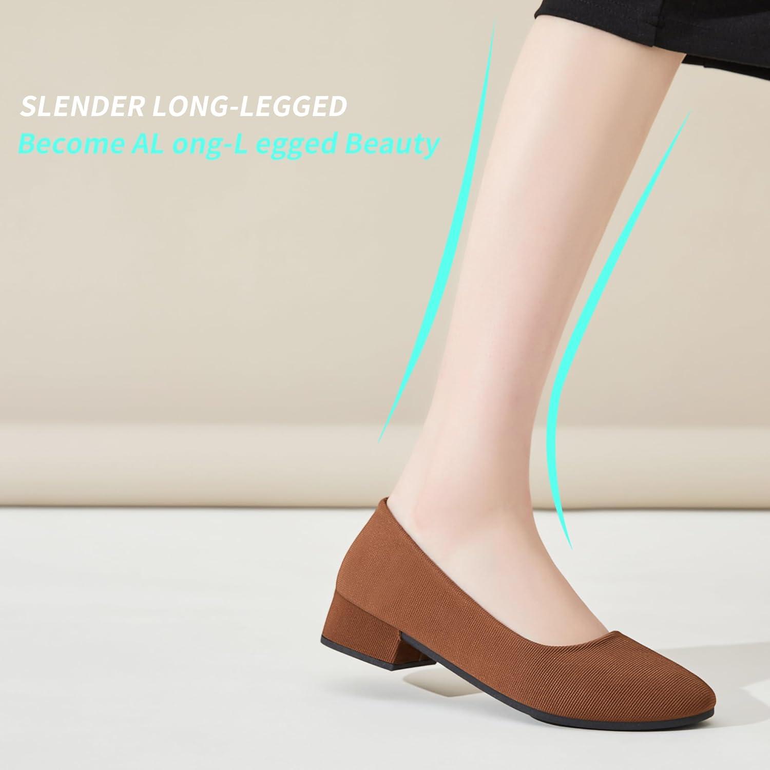 image:imageALTOCIS Escarpins talons pais pour femme lgants Bout rond Plateforme basse Chaussures de bureauMarron