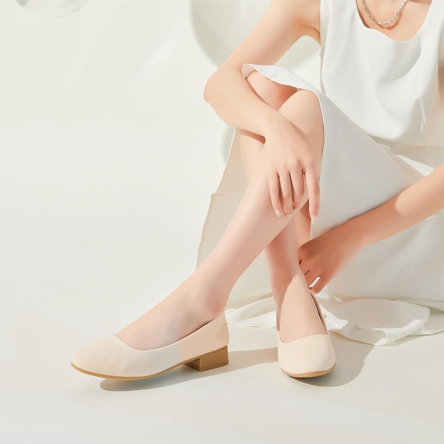 image:imageALTOCIS Escarpins talons pais pour femme lgants Bout rond Plateforme basse Chaussures de bureauNature