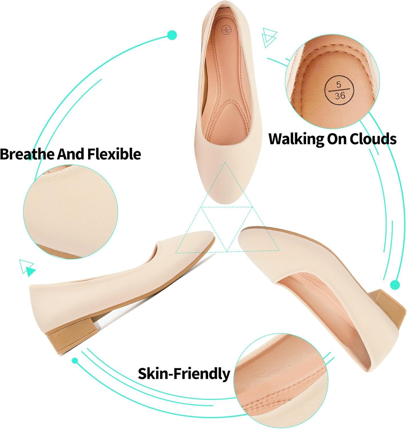 image:imageALTOCIS Escarpins talons pais pour femme lgants Bout rond Plateforme basse Chaussures de bureauNature