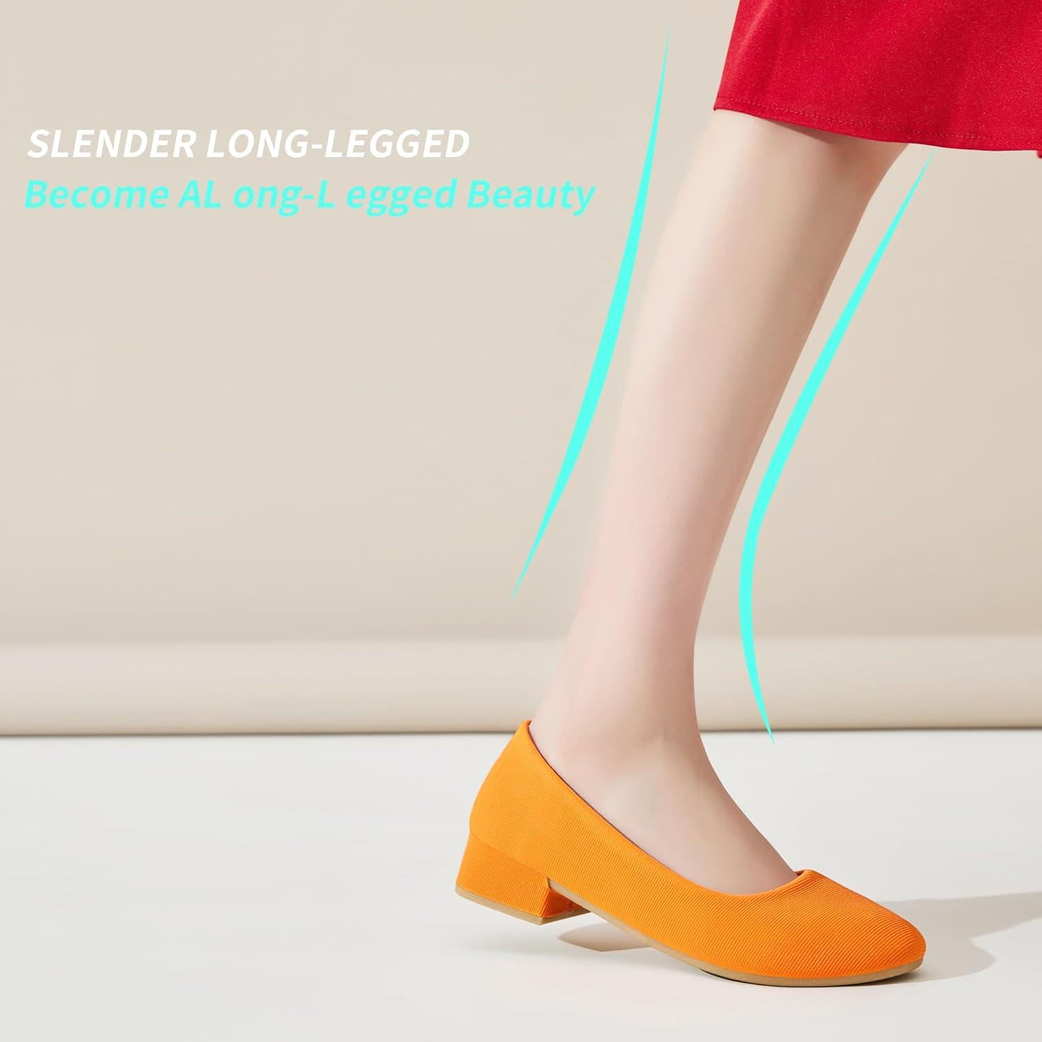 image:imageALTOCIS Escarpins talons pais pour femme lgants Bout rond Plateforme basse Chaussures de bureauOrange