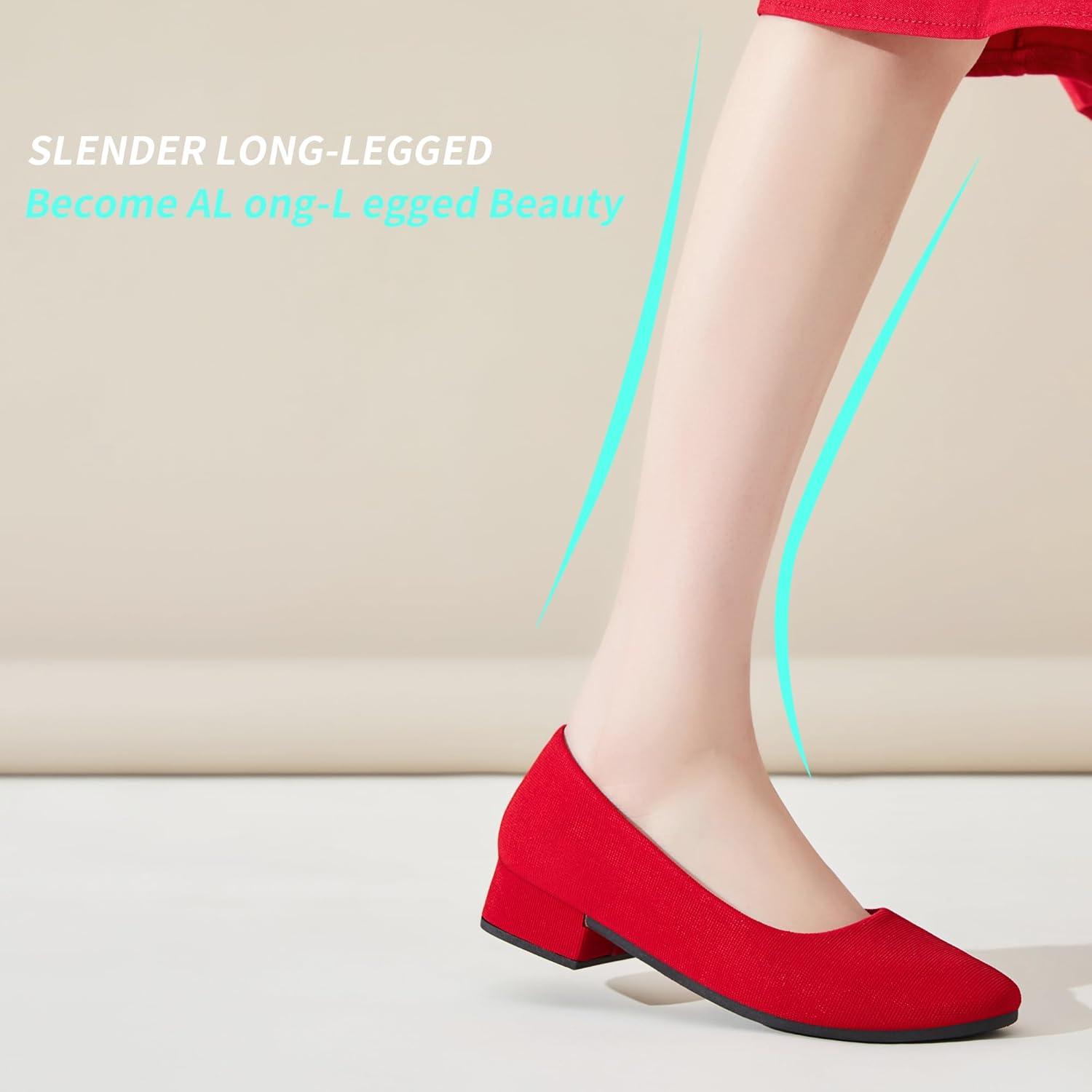 image:imageALTOCIS Escarpins talons pais pour femme lgants Bout rond Plateforme basse Chaussures de bureauRouge