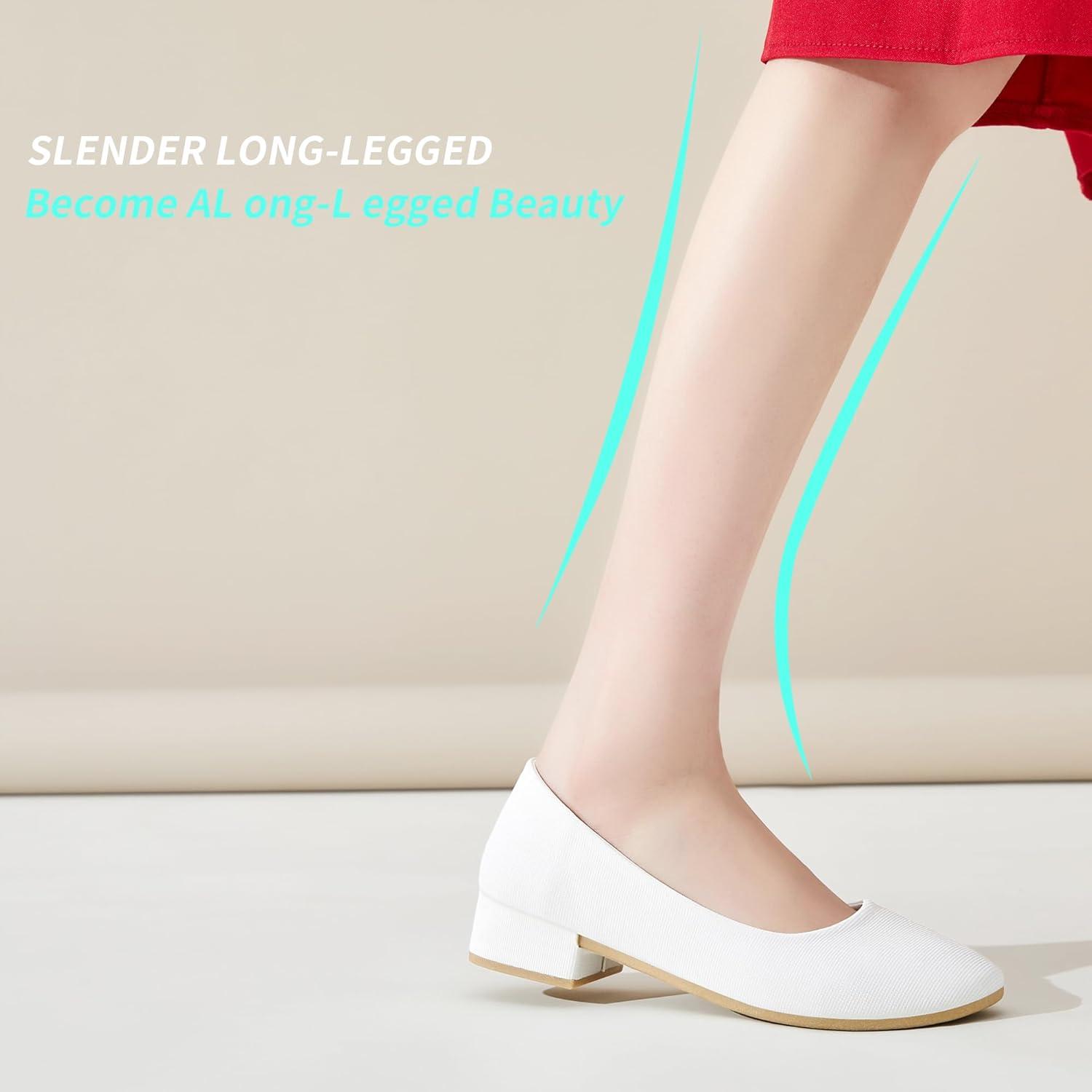 image:imageALTOCIS Escarpins talons pais pour femme lgants Bout rond Plateforme basse Chaussures de bureauTout en Blanc