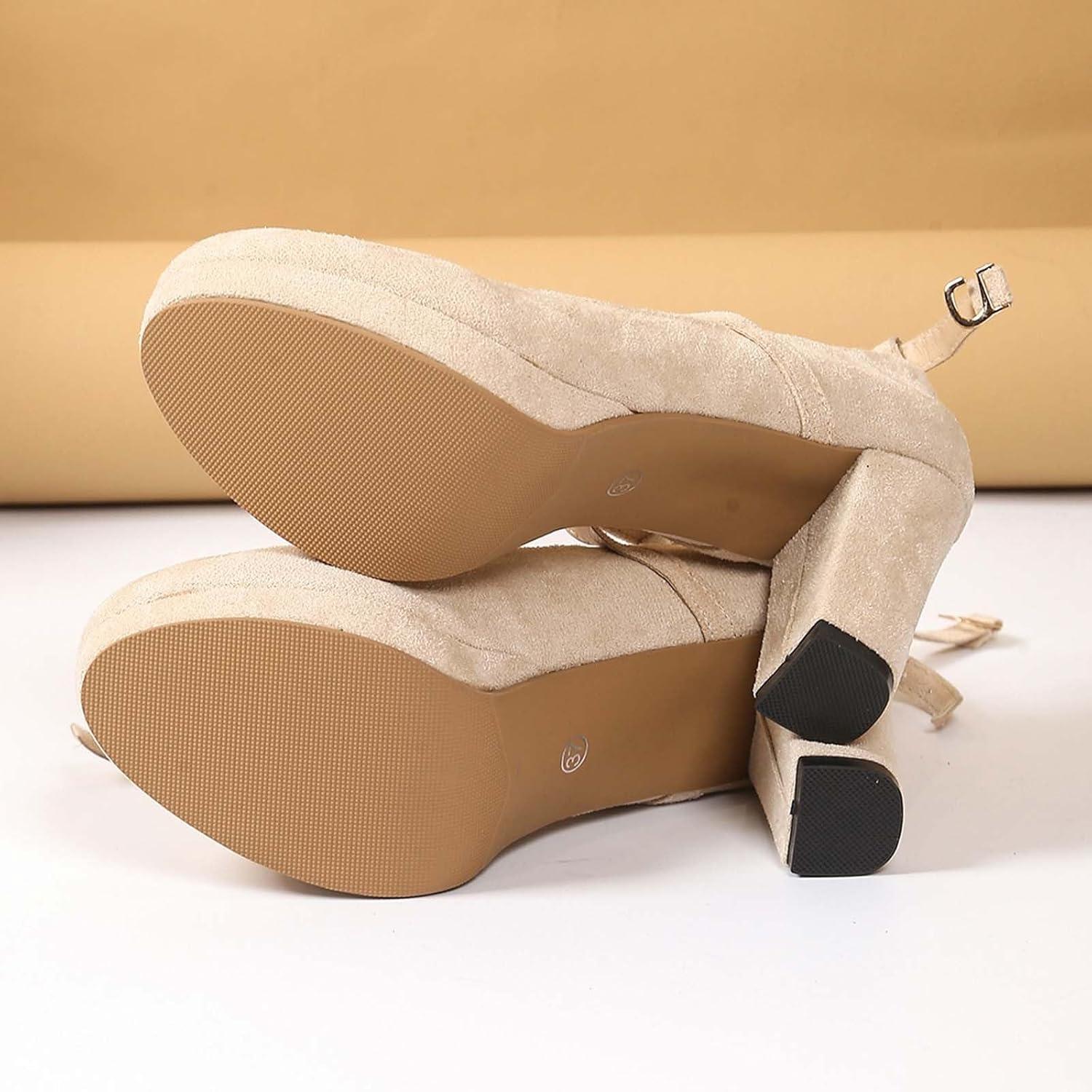 image:imageChaussures de costume traditionnel pour femme Escarpins talons pais Chaussures de danse confortables Talon bloc Ballerines lgantes pour DirndlO Beige