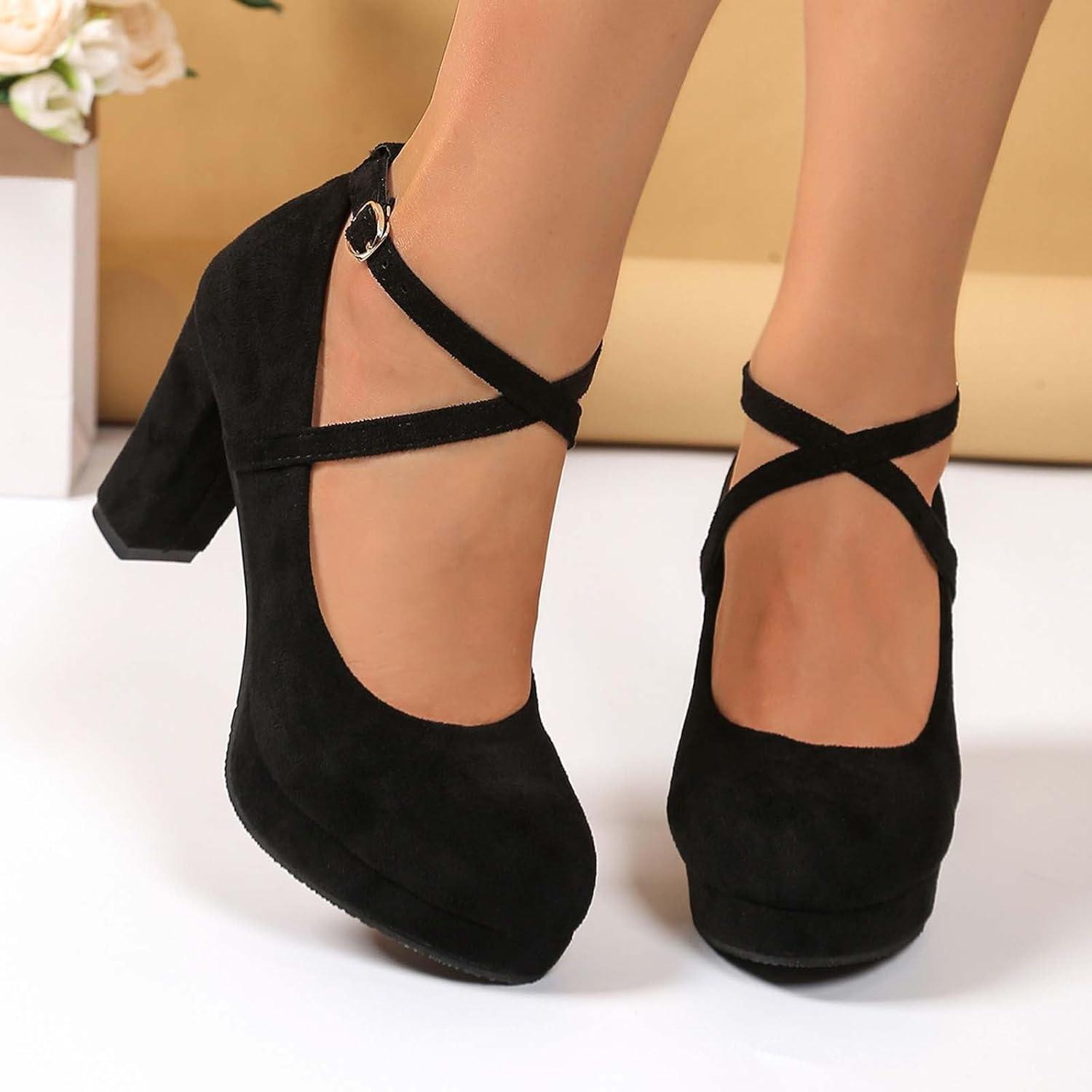 image:imageChaussures de costume traditionnel pour femme Escarpins talons pais Chaussures de danse confortables Talon bloc Ballerines lgantes pour DirndlO Noir