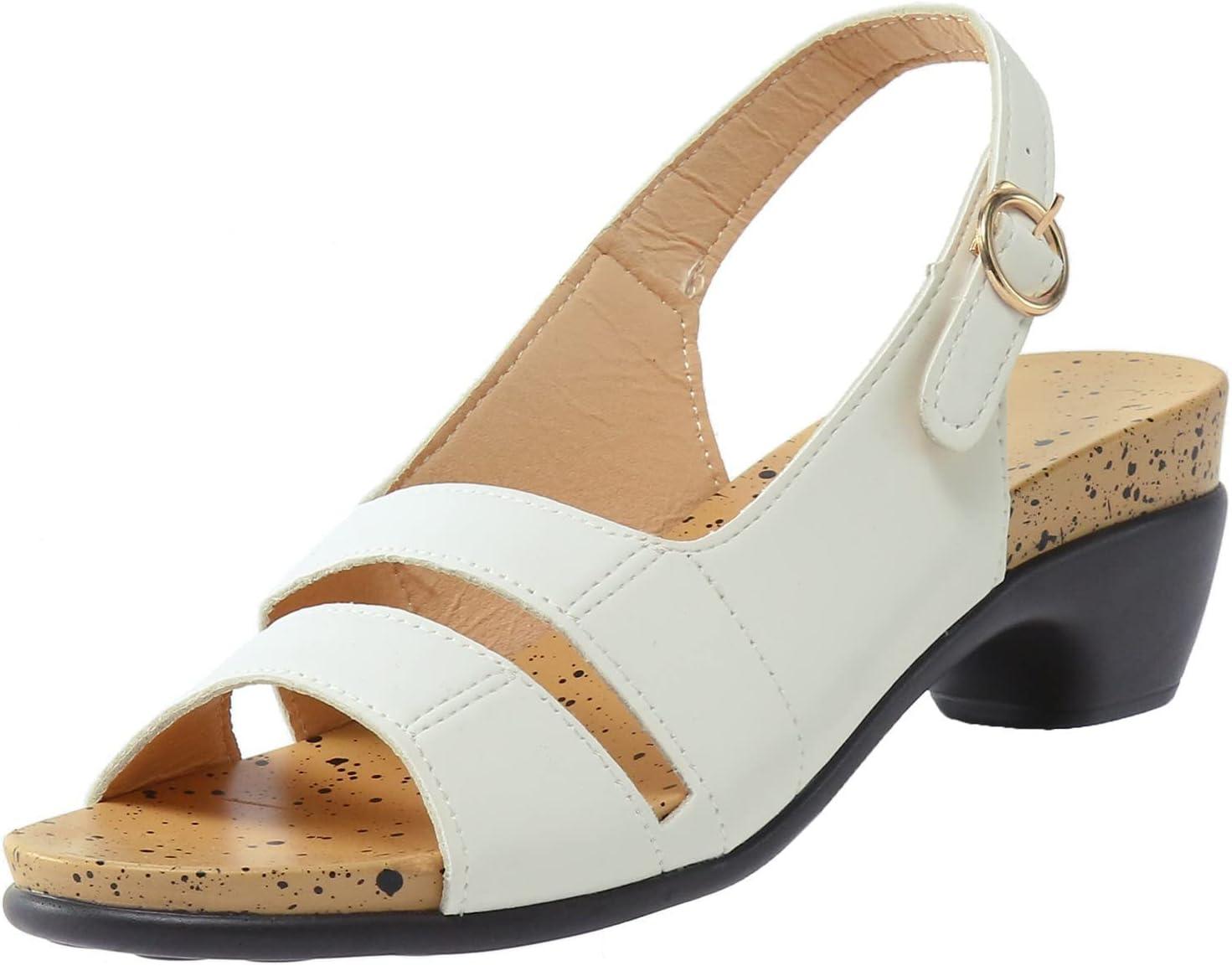 image:imageEscarpins talons moyens pour femme Bout rond lgantes et confortables Bout ouvert Talon pais Escarpins dt pour femme Sandales rglablesBlanc