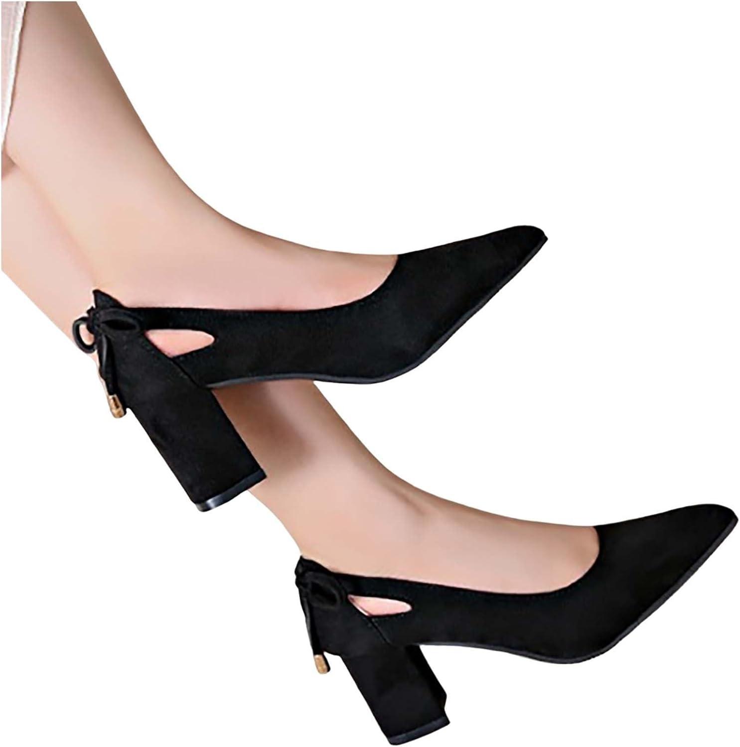 image:imageEscarpins pour femme avec bout pointu classique ferm et talon bloc bas sangle de cheville chaussures de mariage talon pais creux design costume accessoires chaussuresNoir