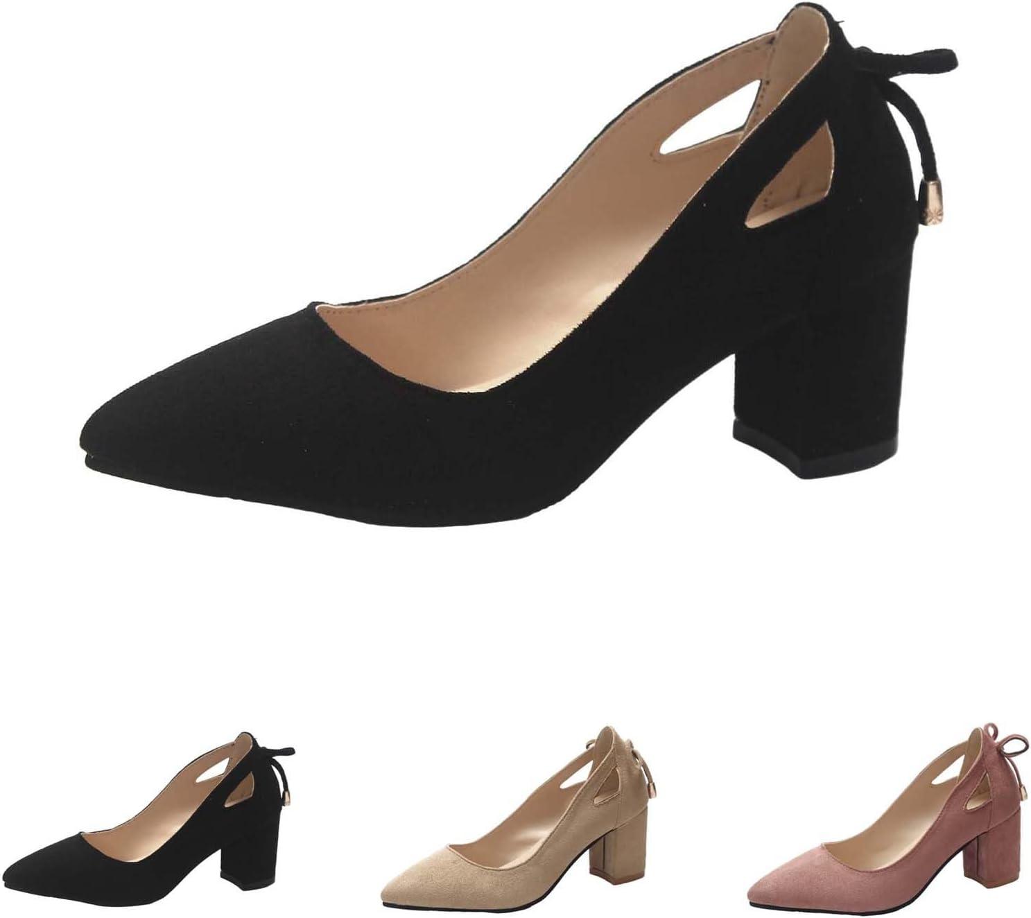 image:imageEscarpins pour femme avec bout pointu classique ferm et talon bloc bas sangle de cheville chaussures de mariage talon pais creux design costume accessoires chaussuresNoir