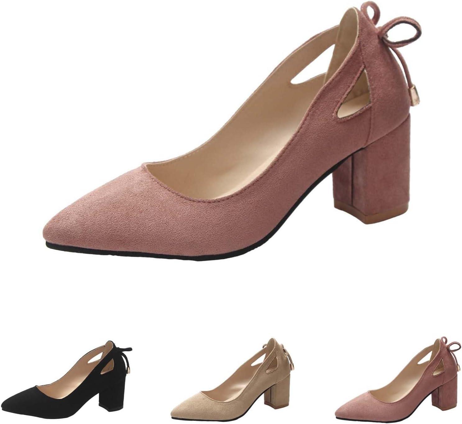 image:imageEscarpins pour femme avec bout pointu classique ferm et talon bloc bas sangle de cheville chaussures de mariage talon pais creux design costume accessoires chaussuresRose