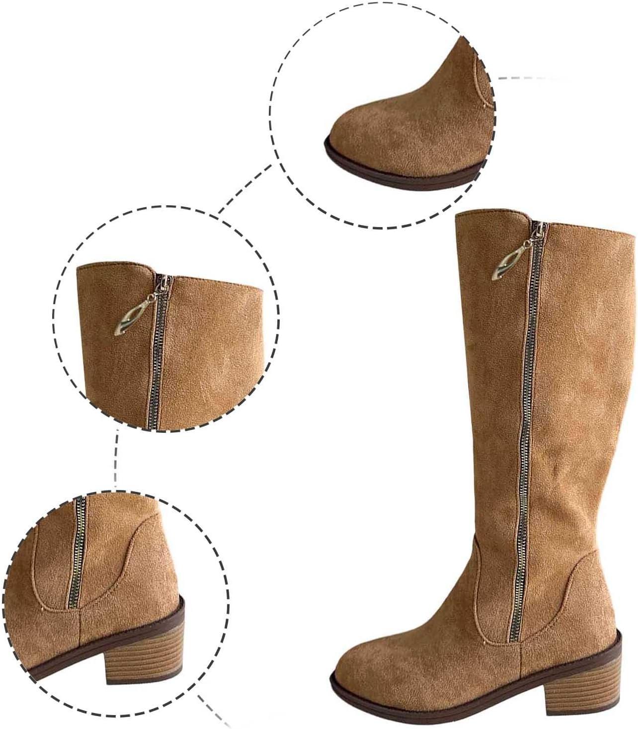 image:imageGenerisch Bottes de cowboy pour femme Bottes de cowboy avec talon Bottes larges Avec fermeture clair Chaussures dhiver basses Bottes westernKaki