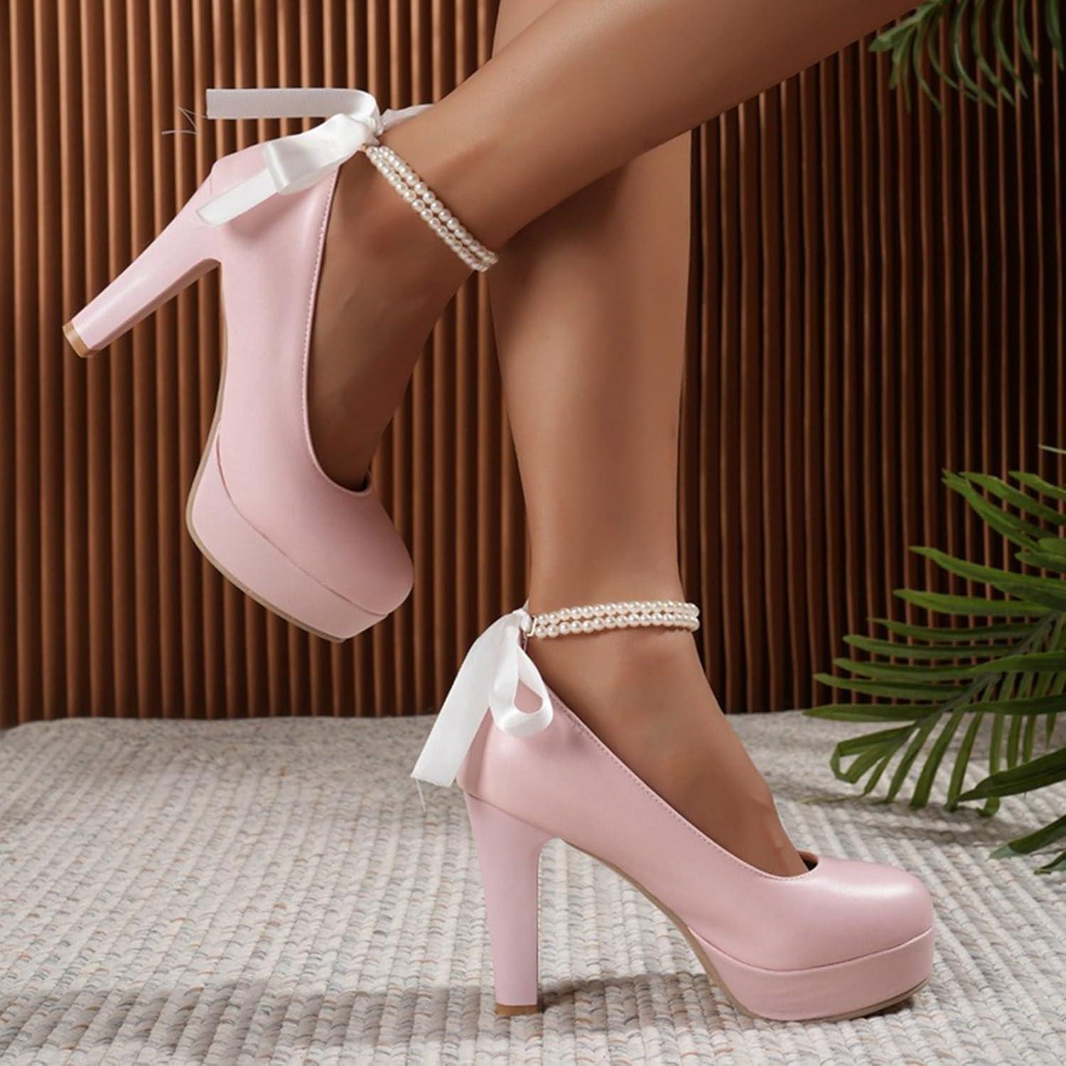 image:imageMary Janes Escarpins pour femme Hallux Valgus Chaussures de danse orthopdiques talon bloc Chaussures talons fermes pour Dirndl Sandales en dentelle Talon pais Chaussures de danseRose