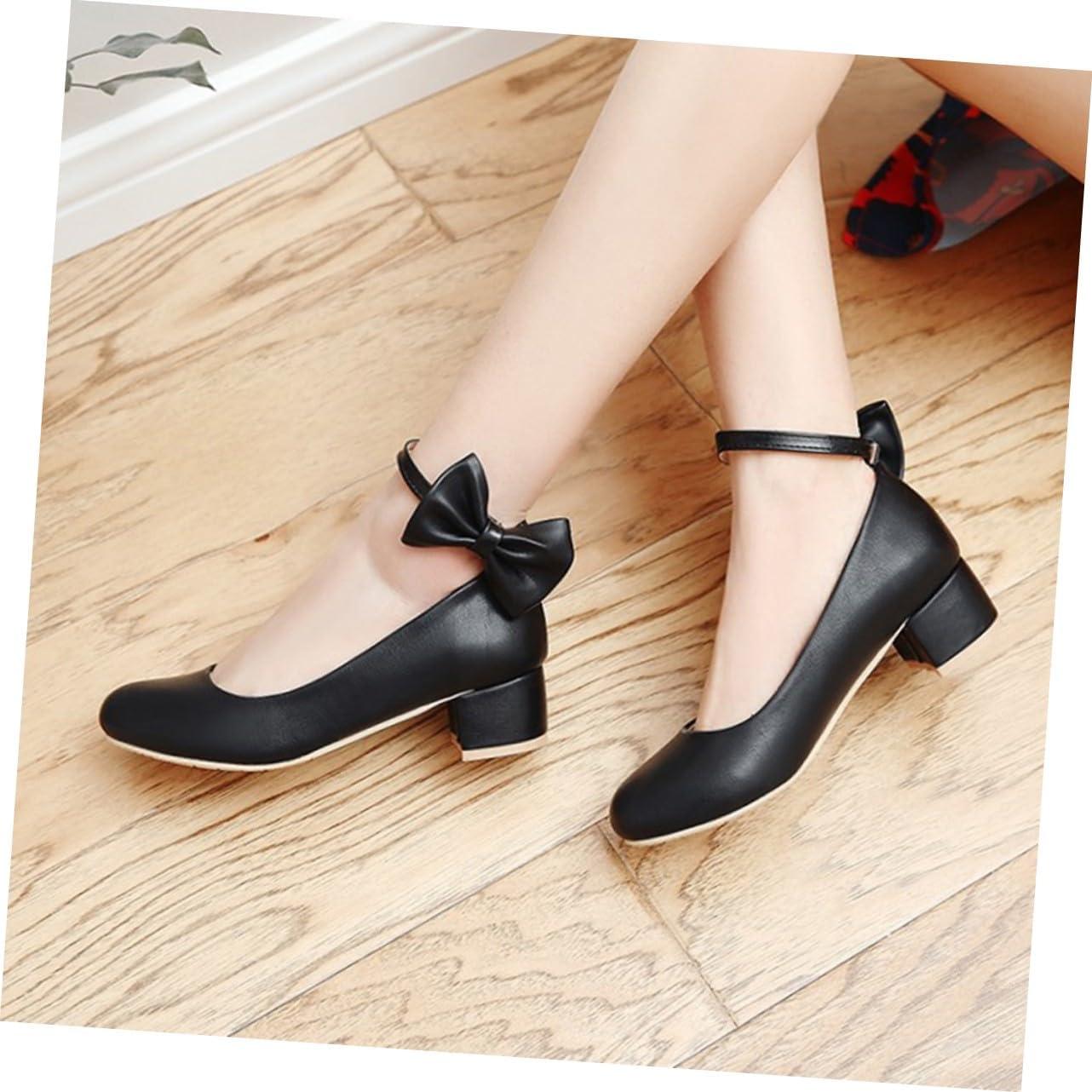 image:imageiplusmile Escarpins Femme Talons pais Confortables avec Noeud lgant Chaussures Boucle pour Marche et Quotidien Noir