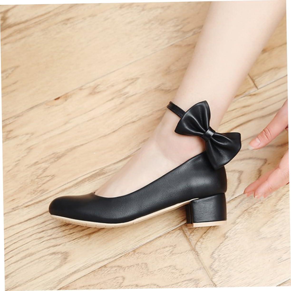 image:imageiplusmile Escarpins Femme Talons pais Confortables avec Noeud lgant Chaussures Boucle pour Marche et Quotidien Noir