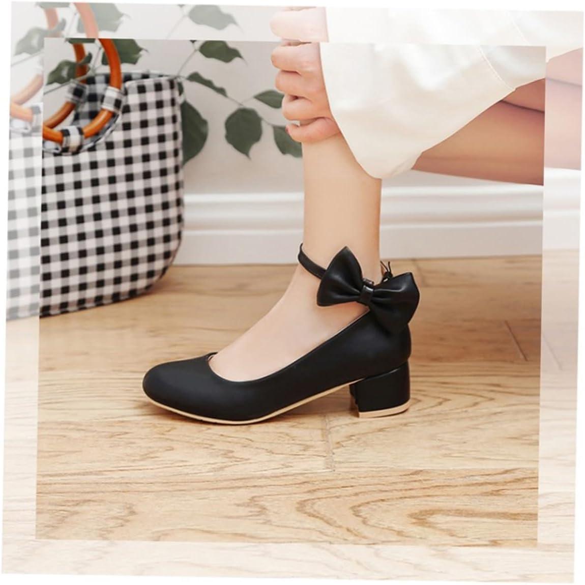 image:imageiplusmile Escarpins Femme Talons pais Confortables avec Noeud lgant Chaussures Boucle pour Marche et Quotidien Noir
