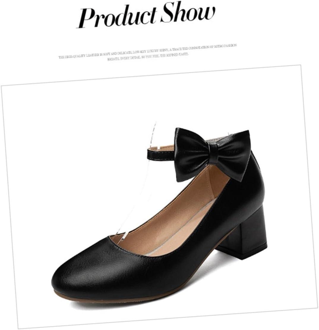 image:imageiplusmile Escarpins Femme Talons pais Confortables avec Noeud lgant Chaussures Boucle pour Marche et Quotidien Noir