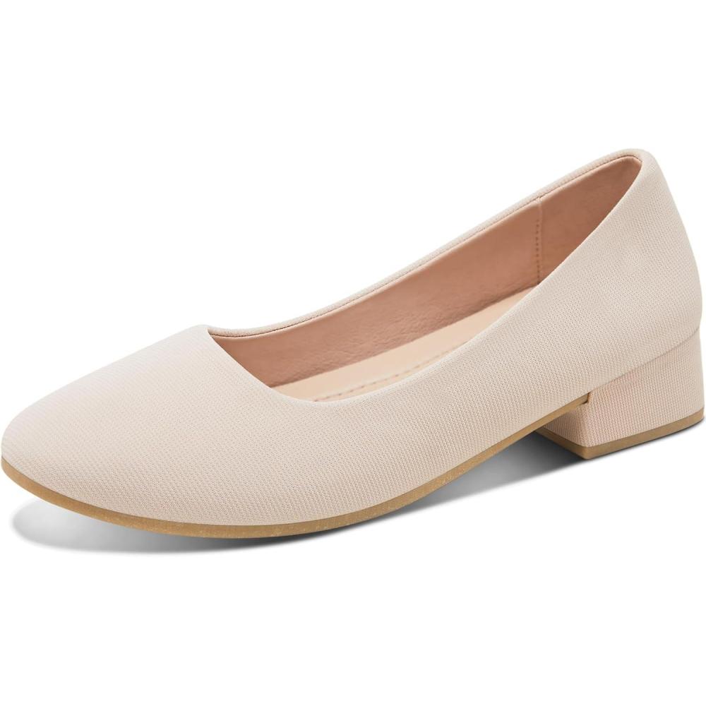 image:imageALTOCIS Escarpins talons pais pour femme lgants Bout rond Plateforme basse Chaussures de bureauBeige