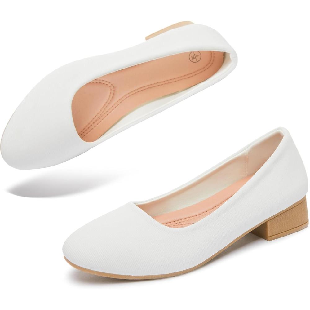 image:imageALTOCIS Escarpins talons pais pour femme lgants Bout rond Plateforme basse Chaussures de bureauBlanc