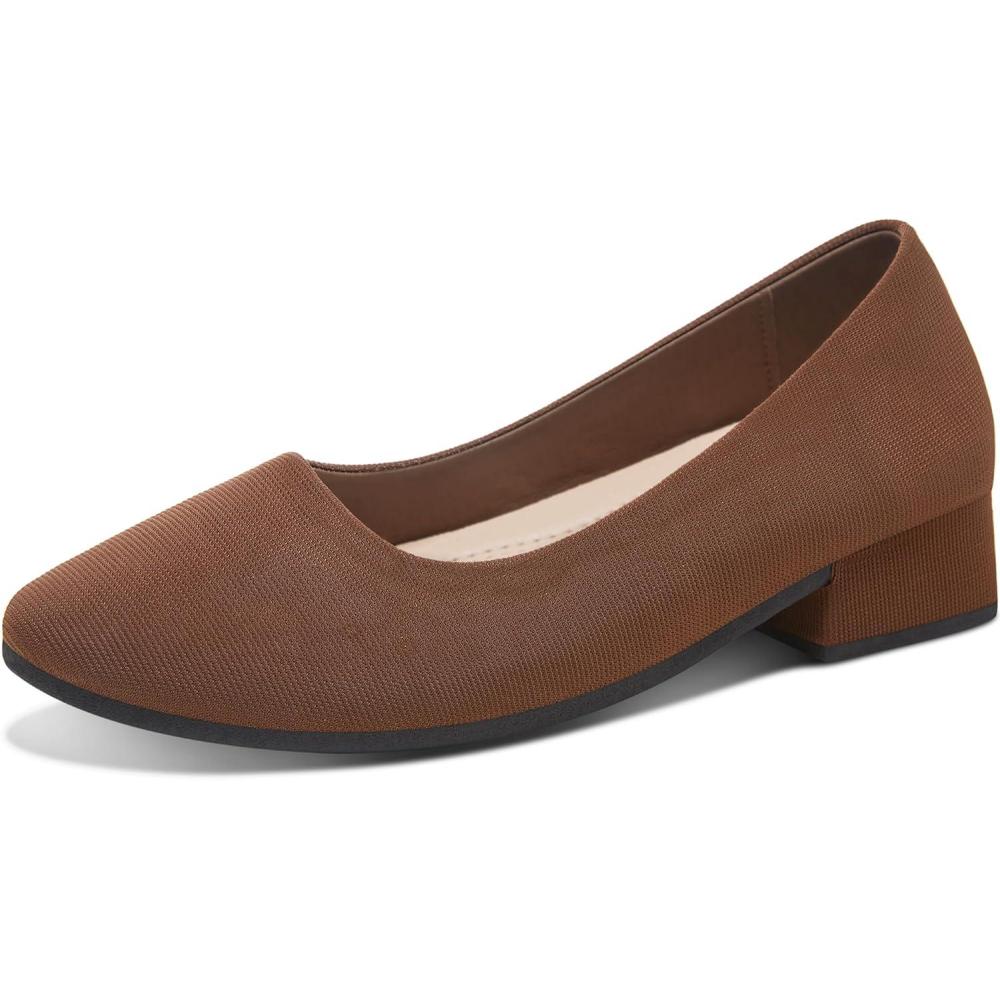 image:imageALTOCIS Escarpins talons pais pour femme lgants Bout rond Plateforme basse Chaussures de bureauMarron