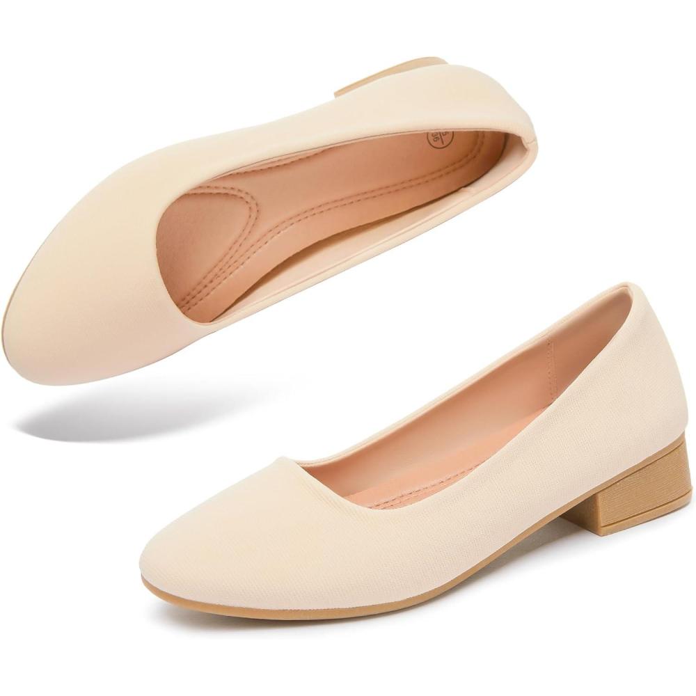 image:imageALTOCIS Escarpins talons pais pour femme lgants Bout rond Plateforme basse Chaussures de bureauNature