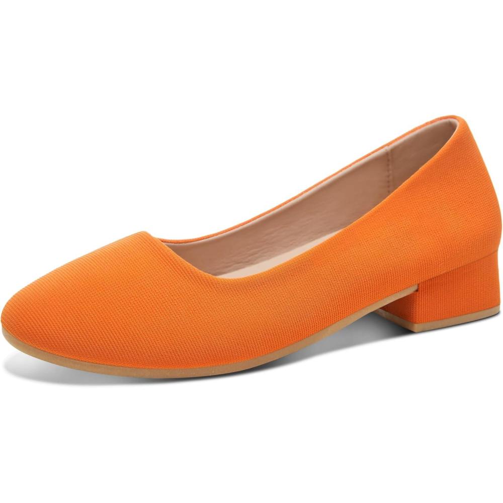 image:imageALTOCIS Escarpins talons pais pour femme lgants Bout rond Plateforme basse Chaussures de bureauOrange