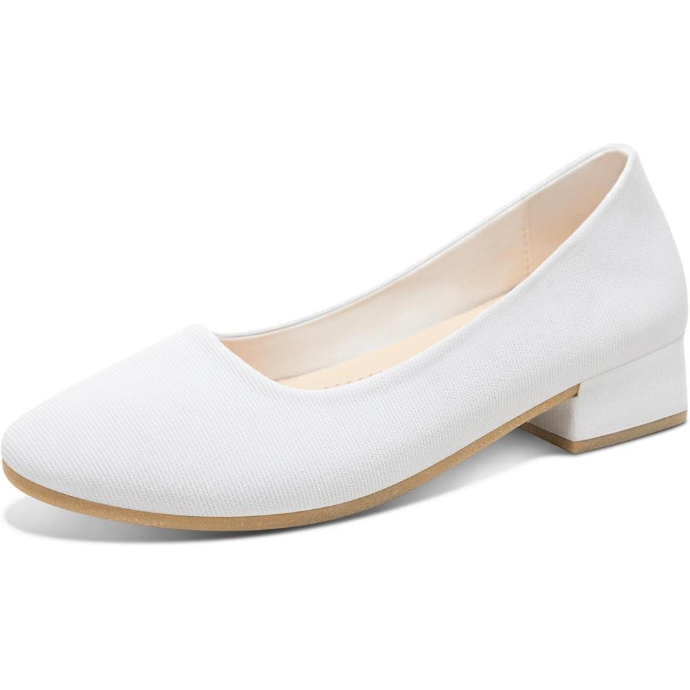 image:imageALTOCIS Escarpins talons pais pour femme lgants Bout rond Plateforme basse Chaussures de bureauTout en Blanc