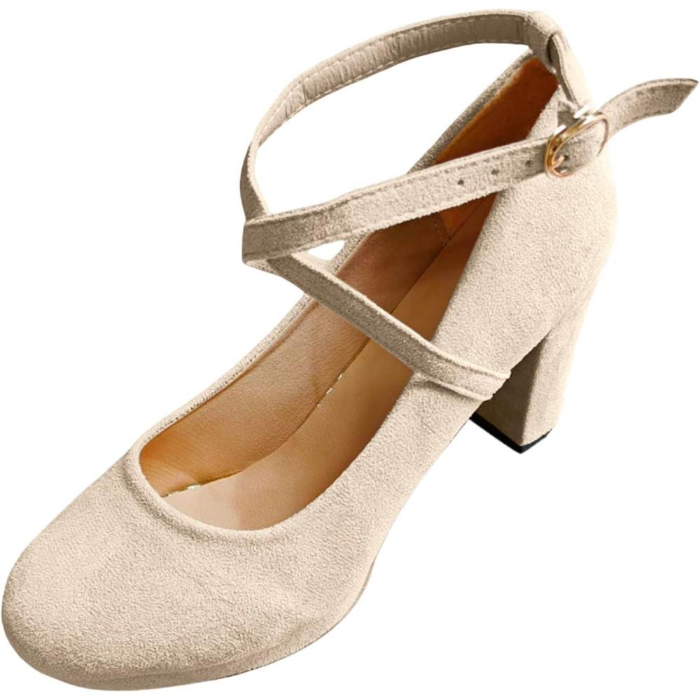 image:imageChaussures de costume traditionnel pour femme Escarpins talons pais Chaussures de danse confortables Talon bloc Ballerines lgantes pour DirndlO Beige