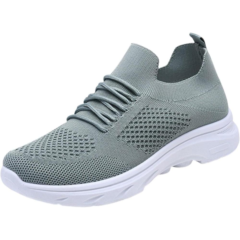 image:imageChaussures de sport lgres pour femme Antidrapantes En maille respirante Chaussures de marche Chaussures de course lacets Chaussures de fitness confortables Chaussures de tennis et deVert