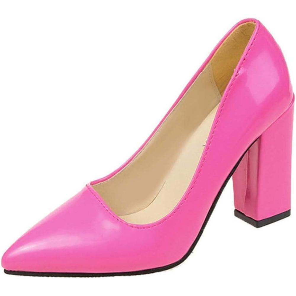image:imageEscarpins talons pais et bout pointu pour femme Confortables et classiques Coupe large Pour le travail les ftes le bureau les mariages rose vif 36 EU