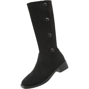 Bottes d&rsquo;équitation western pour femme – Bottes de cowboy en daim – Bottes longues à enfiler – Bout rond – Bottes western – Talon bloc – Bottes de cowboy – Bottes d&rsquo;hiver pour femme(Noir)