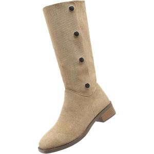 Bottes d&rsquo;équitation western pour femme – Bottes de cowboy en daim – Bottes longues à enfiler – Bout rond – Bottes western – Talon bloc – Bottes de cowboy – Bottes d&rsquo;hiver pour femme(Kaki)