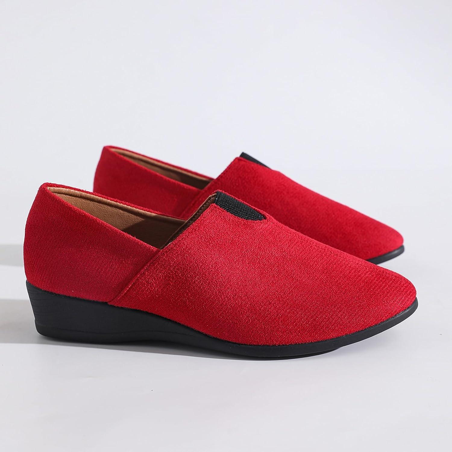 image:imageBallerines plates talon compens bout rond pour femme Confortables Dcontractes Pour le travail le bureauRouge