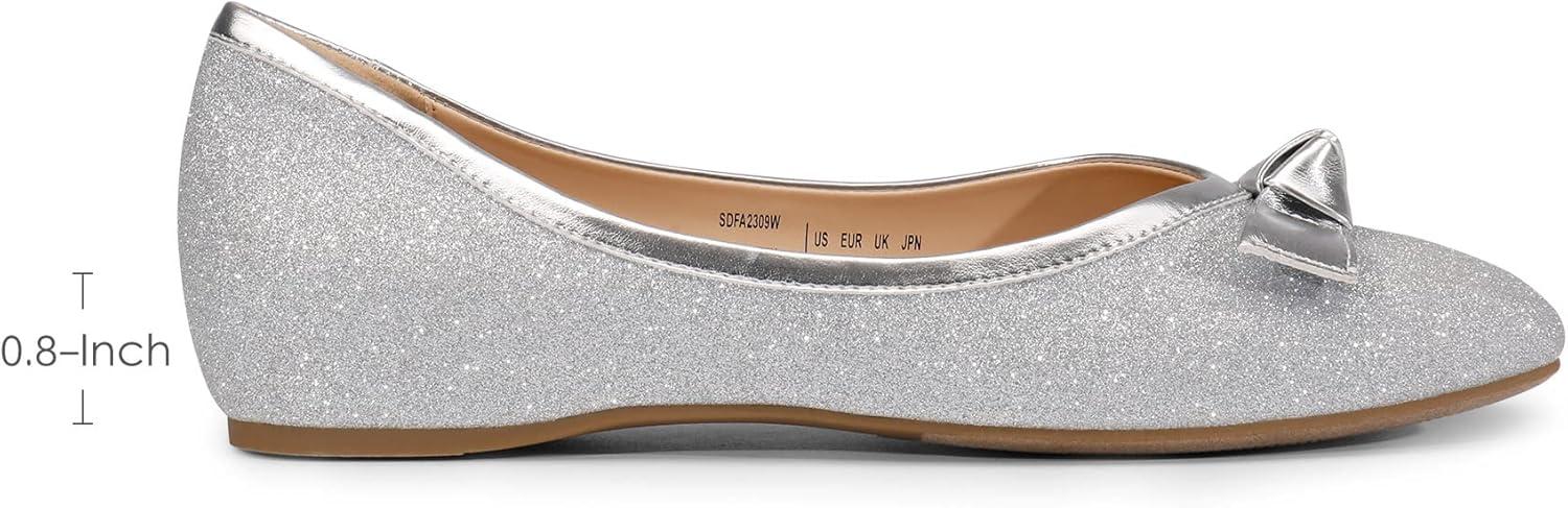 image:imageDREAM PAIRS Ballerines Femme Petit Talon Compens Bout Carr Confortable Chaussures lgantes pour Mariage Crmonie Soire ou BureauArgent Glitter