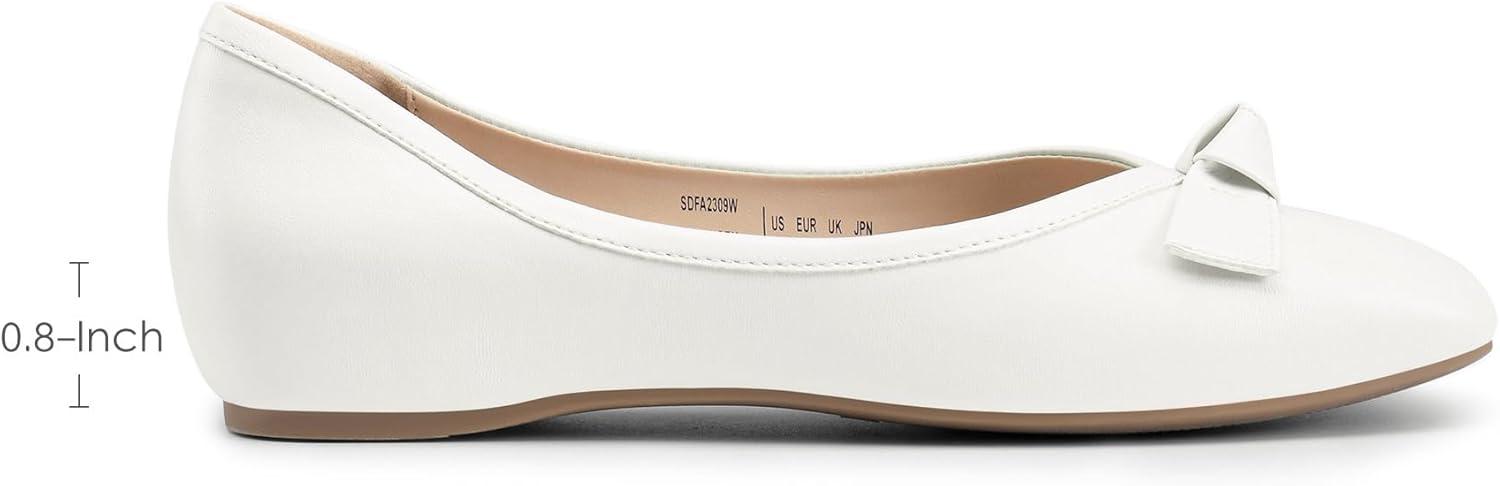 image:imageDREAM PAIRS Ballerines Femme Petit Talon Compens Bout Carr Confortable Chaussures lgantes pour Mariage Crmonie Soire ou BureauBlanc