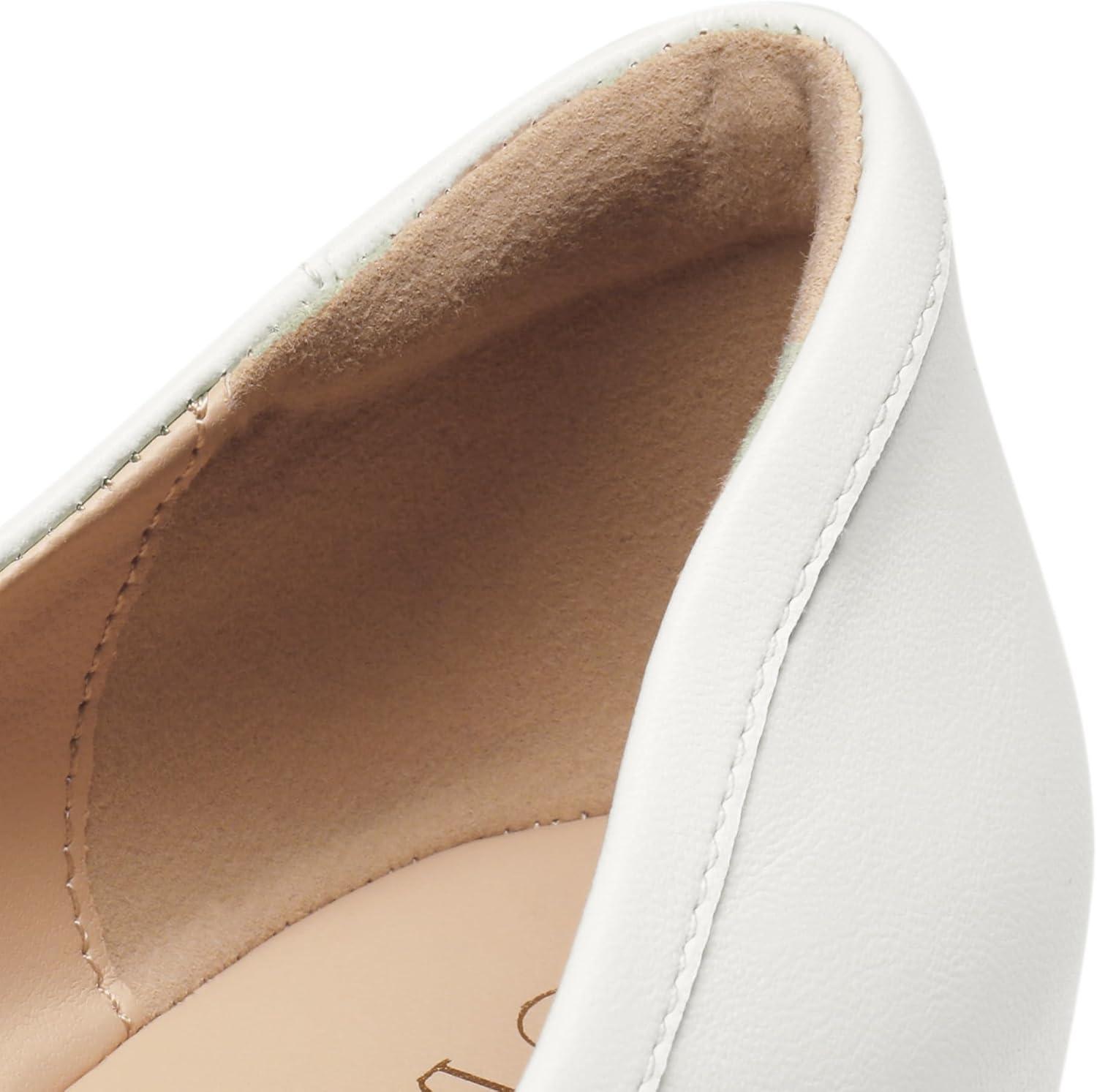 image:imageDREAM PAIRS Ballerines Femme Petit Talon Compens Bout Carr Confortable Chaussures lgantes pour Mariage Crmonie Soire ou BureauBlanc