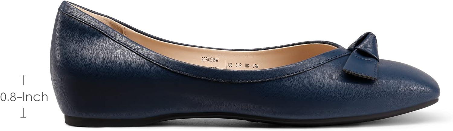 image:imageDREAM PAIRS Ballerines Femme Petit Talon Compens Bout Carr Confortable Chaussures lgantes pour Mariage Crmonie Soire ou BureauMarine