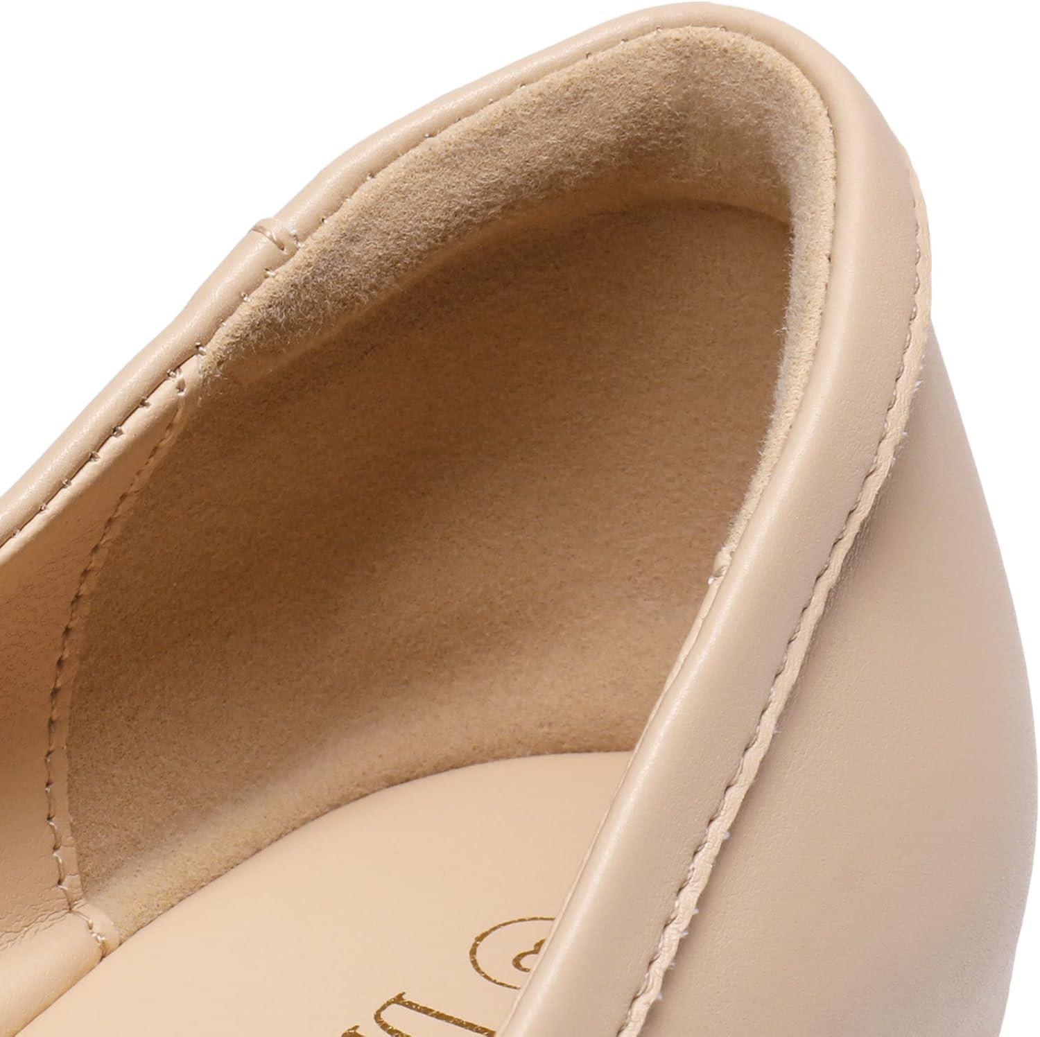 image:imageDREAM PAIRS Ballerines Femme Petit Talon Compens Bout Carr Confortable Chaussures lgantes pour Mariage Crmonie Soire ou BureauNu
