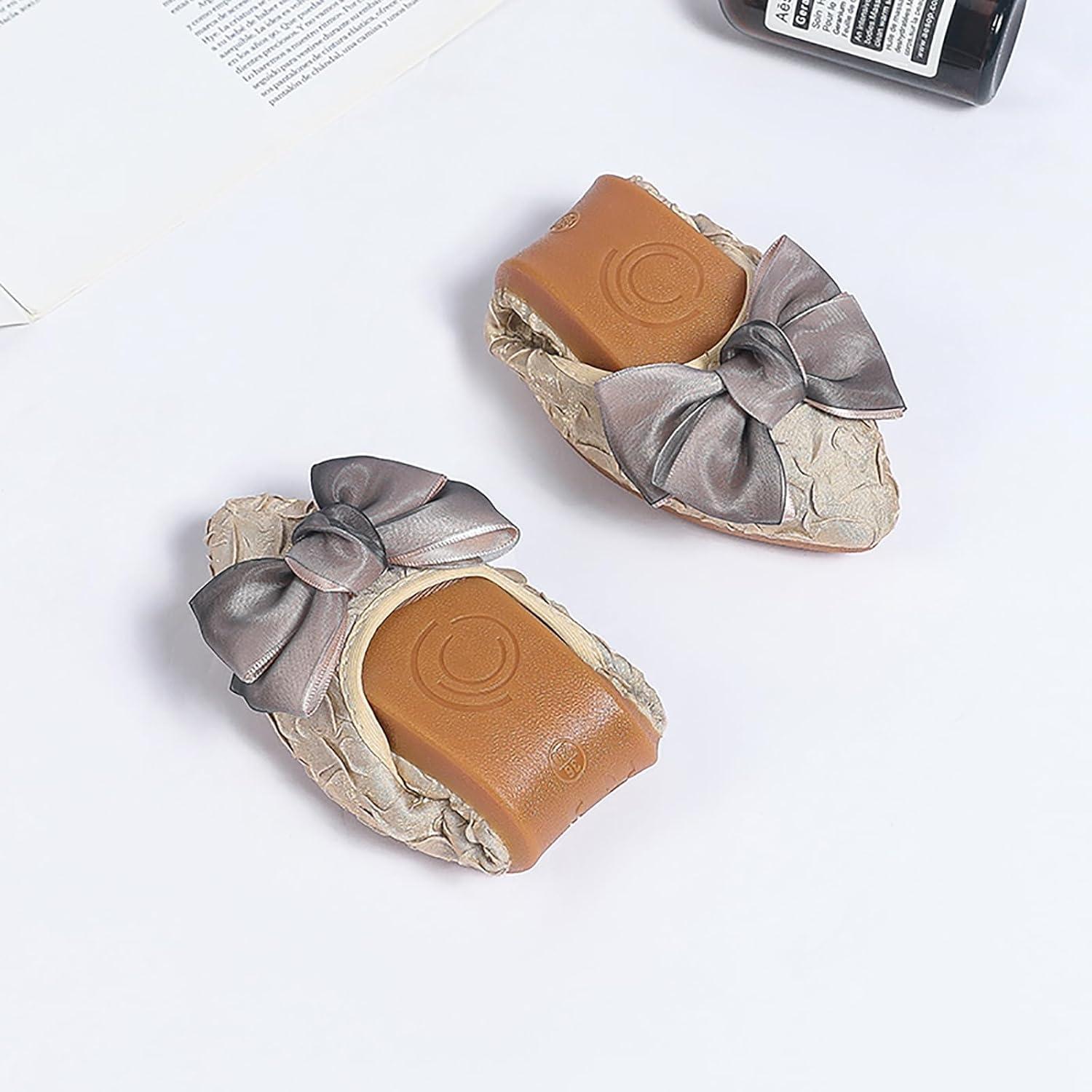 image:imageMACHSWON Ballerines plates scintillantes et confortables bout pointu avec nud papillon pour femmeAbricot 1