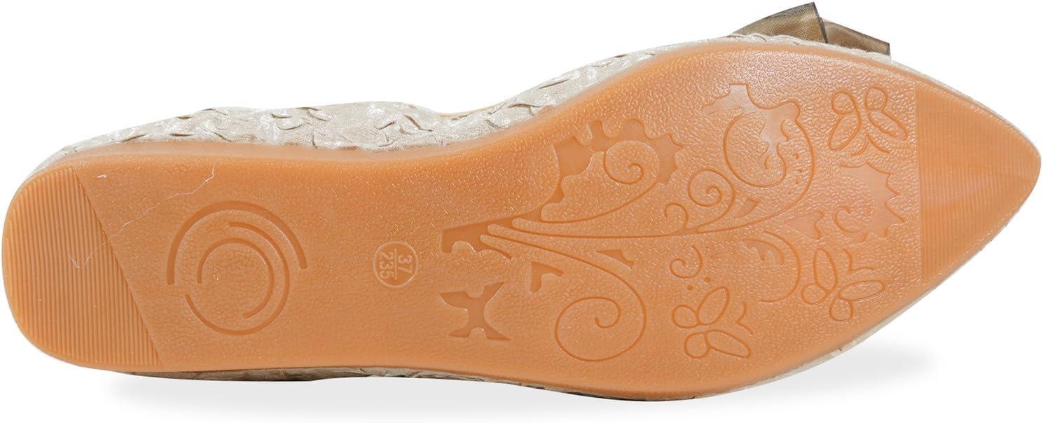 image:imageMACHSWON Ballerines plates scintillantes et confortables bout pointu avec nud papillon pour femmeAbricot 1