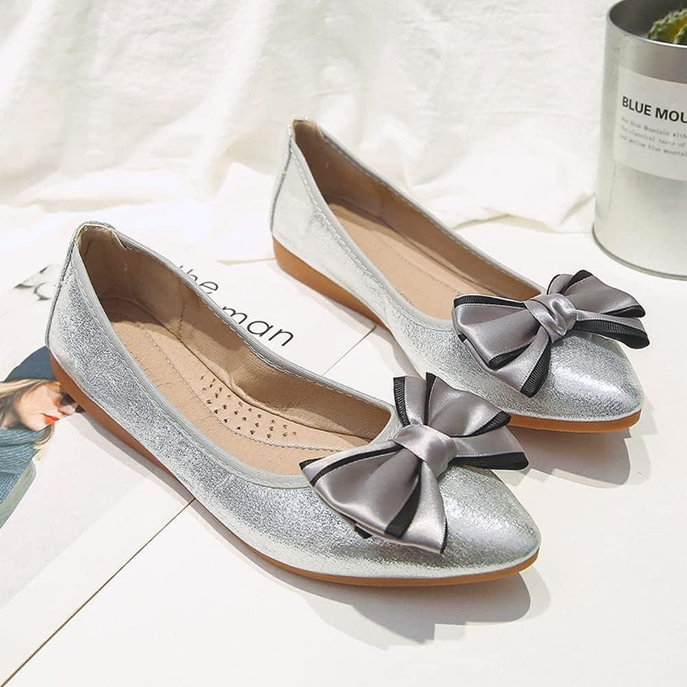 image:imageMACHSWON Ballerines plates scintillantes et confortables bout pointu avec nud papillon pour femmeArgent 05