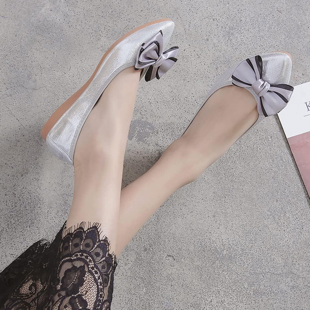 image:imageMACHSWON Ballerines plates scintillantes et confortables bout pointu avec nud papillon pour femmeArgent 05