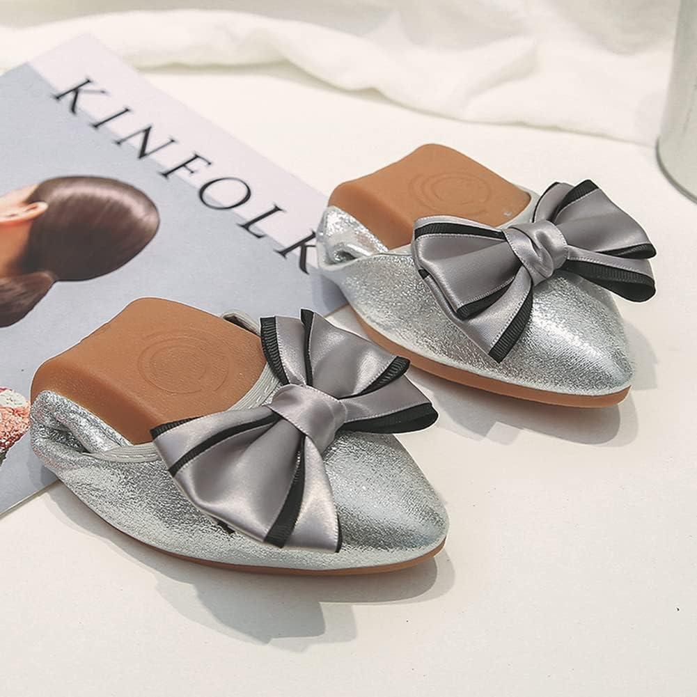 image:imageMACHSWON Ballerines plates scintillantes et confortables bout pointu avec nud papillon pour femmeArgent 05
