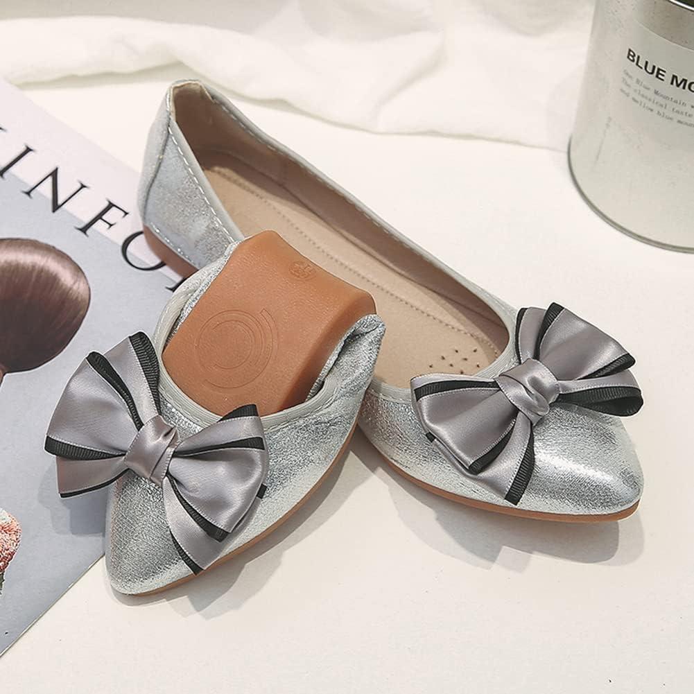 image:imageMACHSWON Ballerines plates scintillantes et confortables bout pointu avec nud papillon pour femmeArgent 05