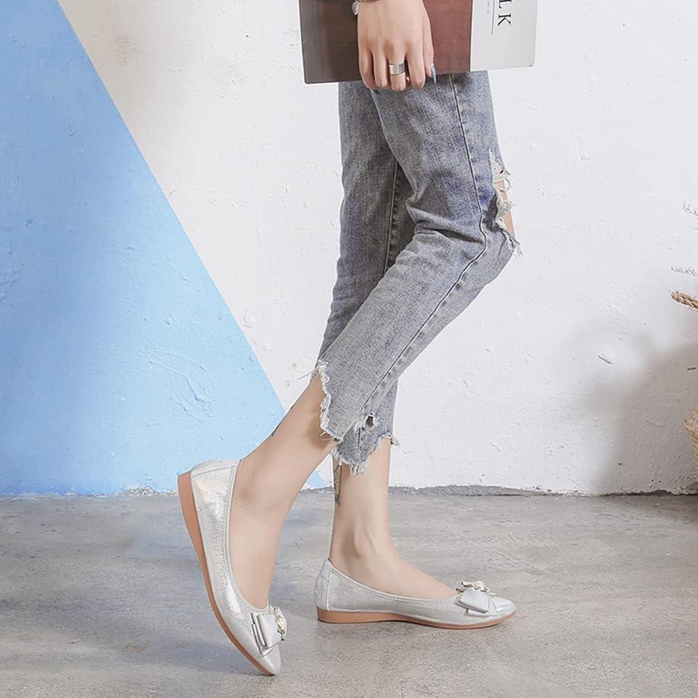 image:imageMACHSWON Ballerines plates scintillantes et confortables bout pointu avec nud papillon pour femmeArgent 88