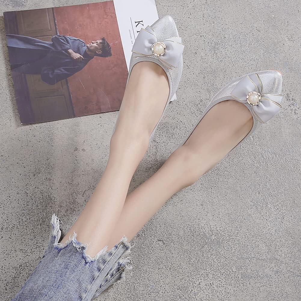 image:imageMACHSWON Ballerines plates scintillantes et confortables bout pointu avec nud papillon pour femmeArgent 88