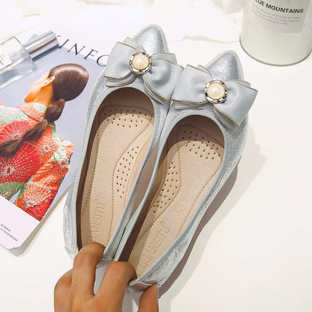 image:imageMACHSWON Ballerines plates scintillantes et confortables bout pointu avec nud papillon pour femmeArgent 88