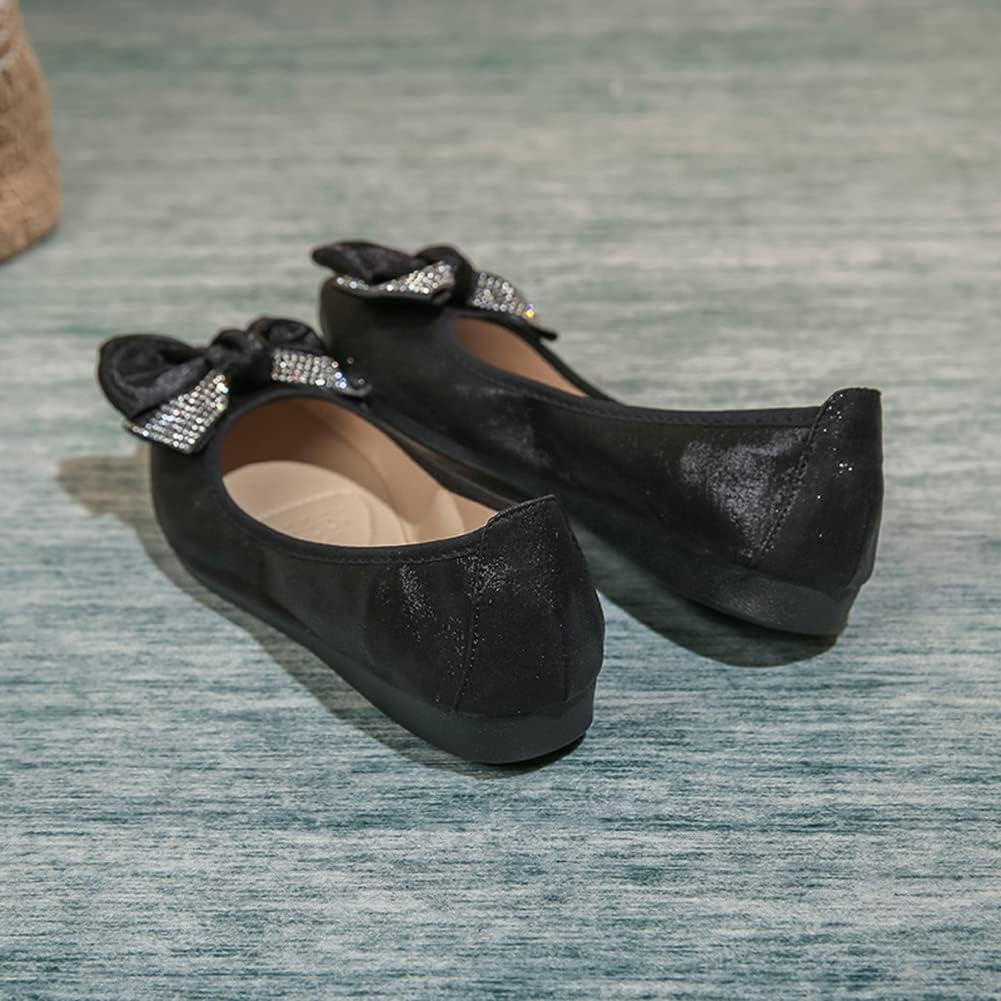 image:imageMACHSWON Ballerines plates scintillantes et confortables bout pointu avec nud papillon pour femmeNoir 01
