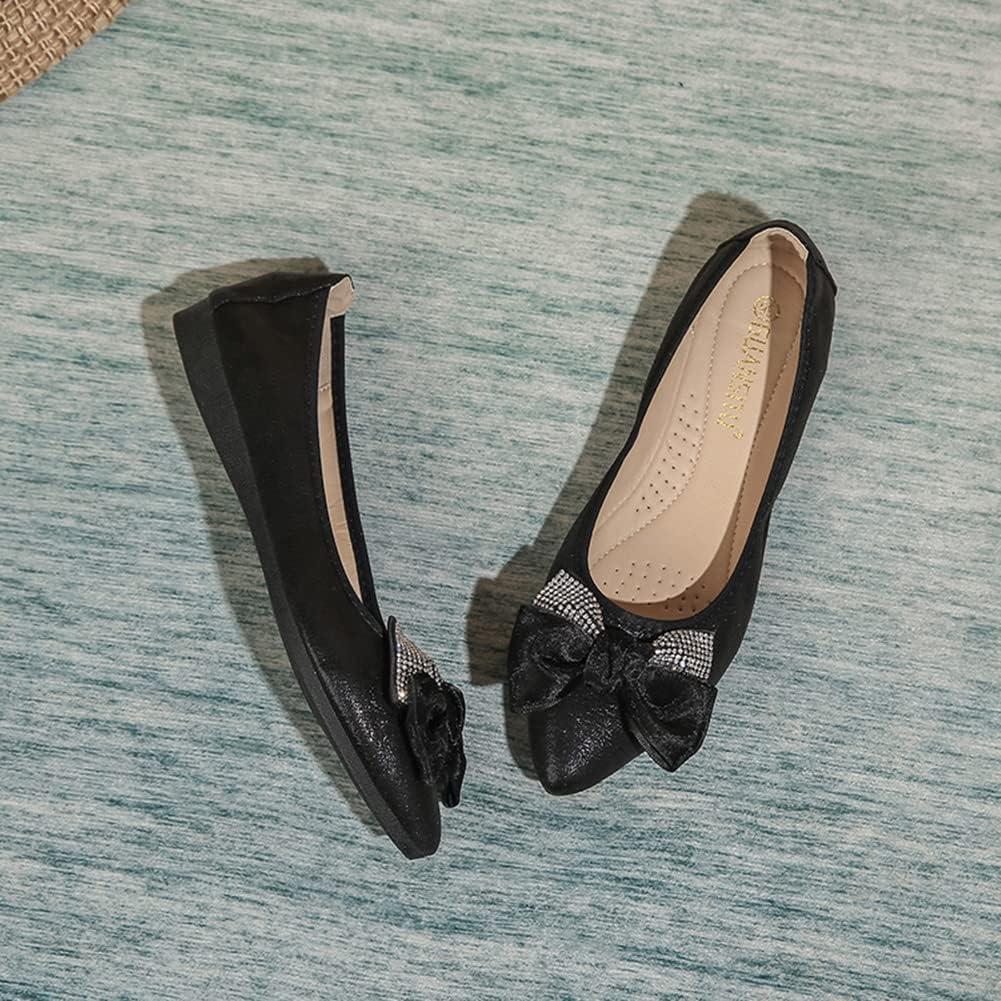 image:imageMACHSWON Ballerines plates scintillantes et confortables bout pointu avec nud papillon pour femmeNoir 01
