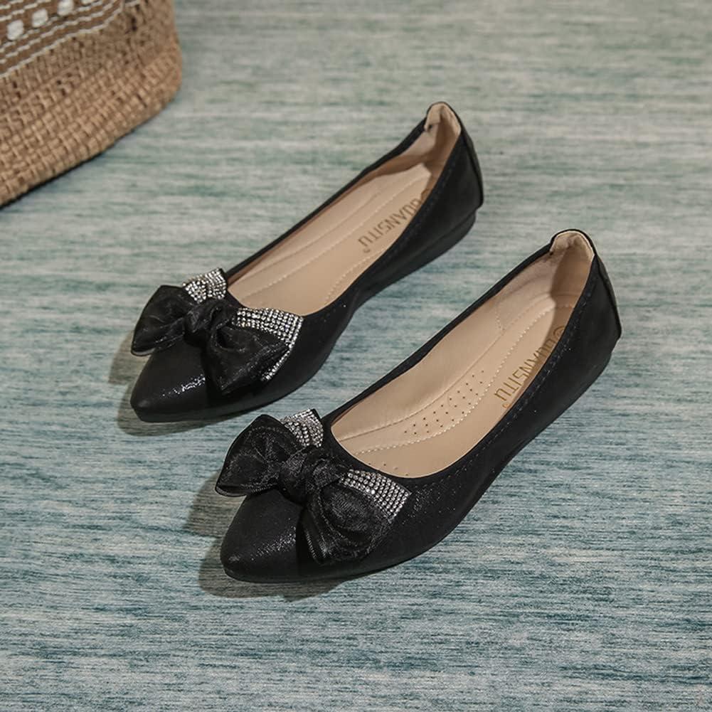 image:imageMACHSWON Ballerines plates scintillantes et confortables bout pointu avec nud papillon pour femmeNoir 01